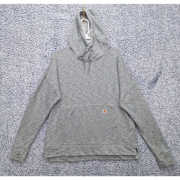 Carhartt Pullover Hoodie Size M Relaxed Fit Outdoor Hiking Casual Heather Green - Picture 1 of 12